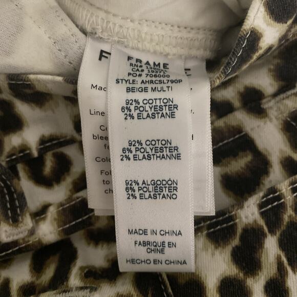 NWOT Frame Ali High Waist Cigarette Skinny Jeans Leopard Print Beige 24 - Picture 8 of 9